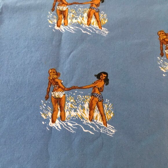 Vintage Pin Up Girls 60s Style Beach Print Fabric Women In Bikini Models - Picture 1 of 5